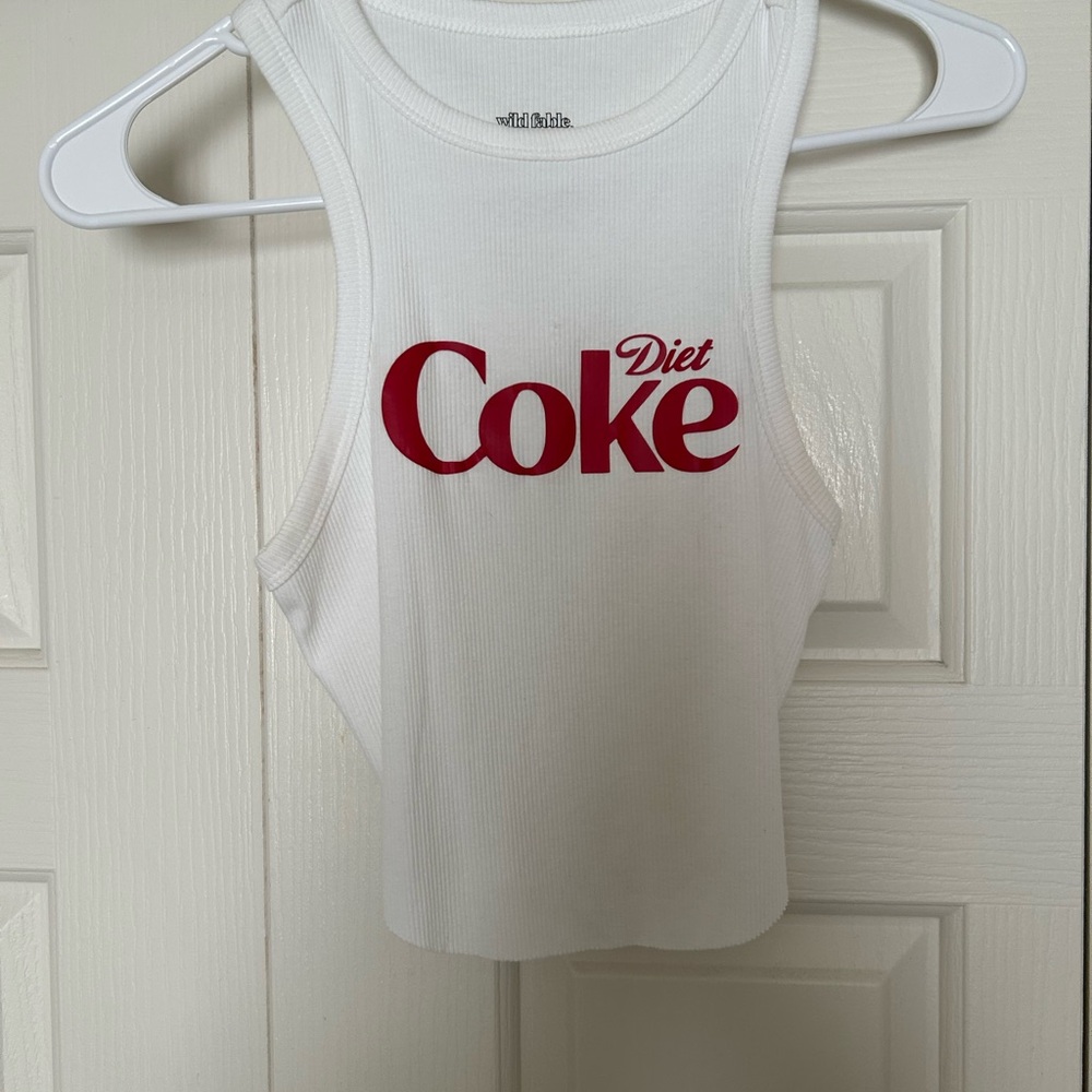 Diet Coke Ribbed White Tank Top